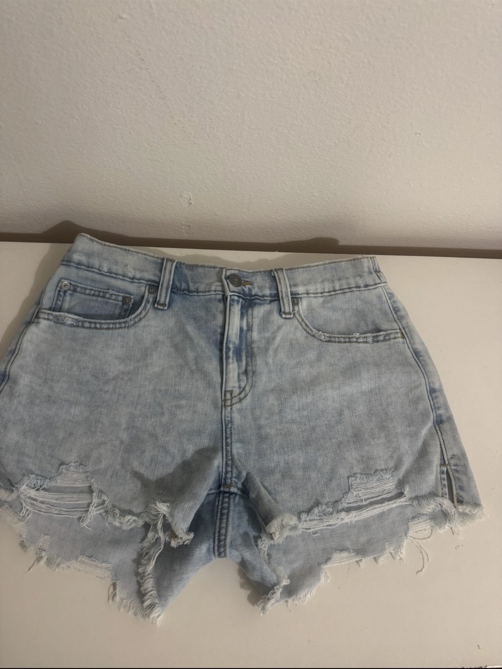 Aerie Light Blue Distressed High-Rise Jean Shorts Size Small - Picture 4 of 8